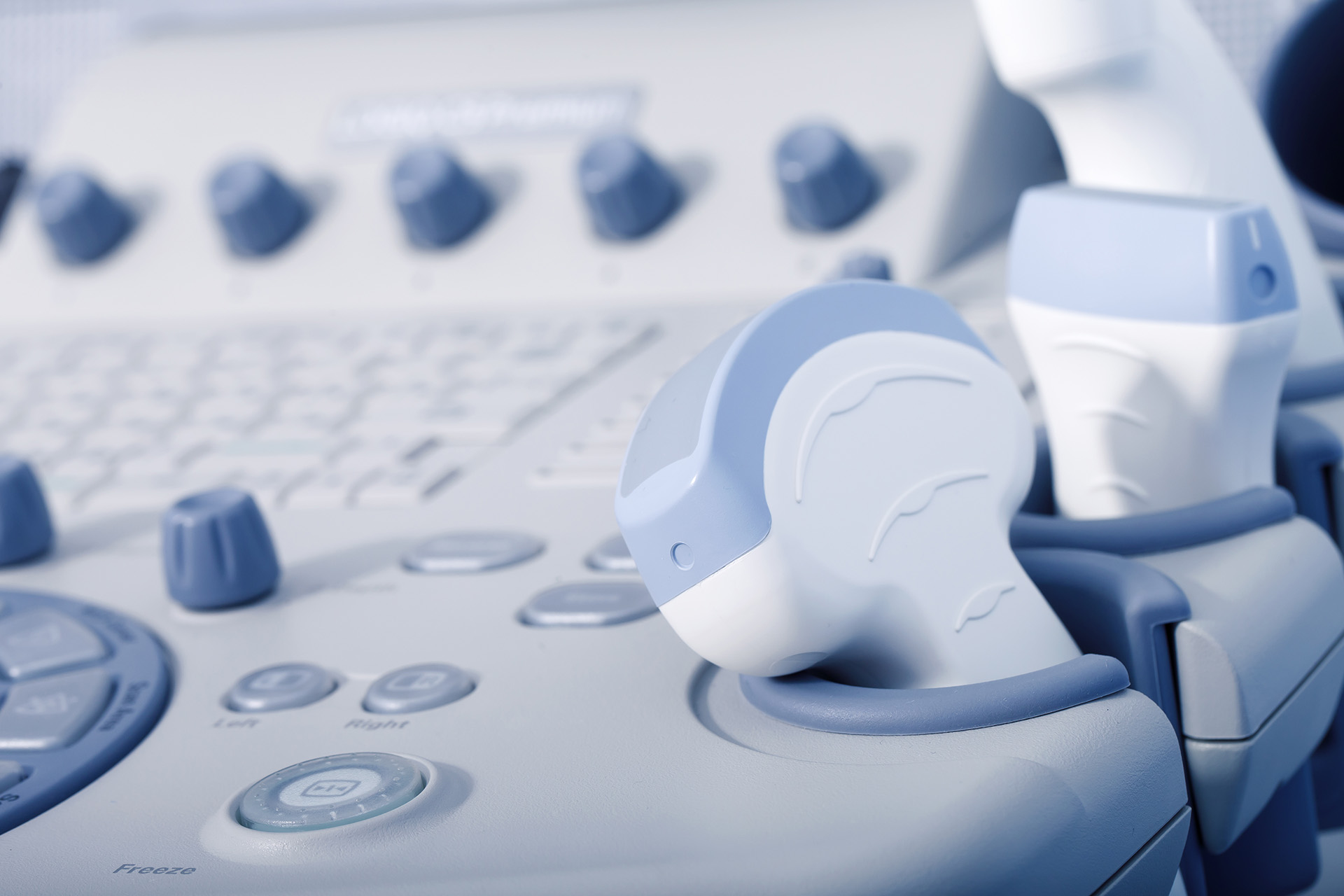 a medical equipment background, close-up ultrasound machine